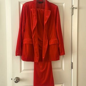 Red velvet pant suit